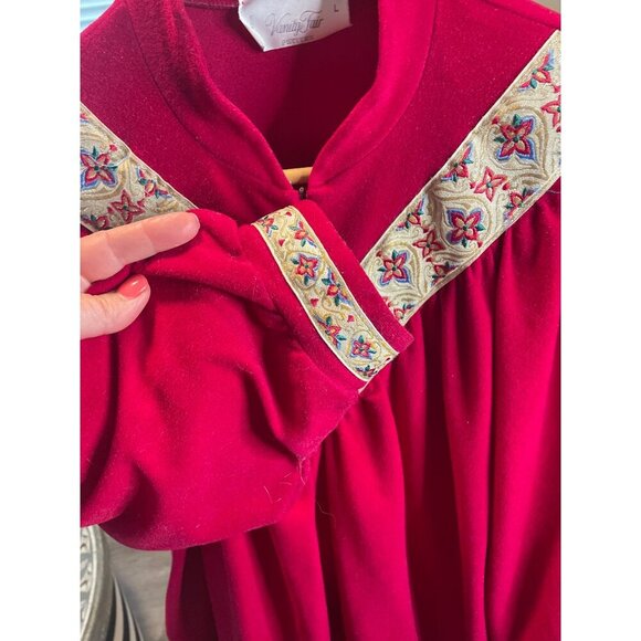 Vintage Vanity Fair Sleepwear Red Full Length Zippered Dressing Gown SZ Large - Picture 5 of 7
